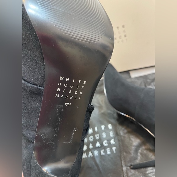 WHBM Womens 10M Black Suede Kitten Leather Heels Goth Grunge Zip Dust Box New - Picture 8 of 12